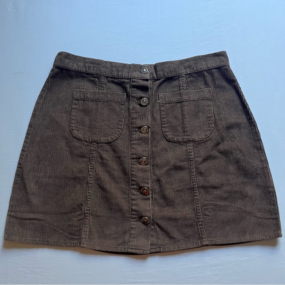 NWT MADCAP ENGLAND brown corduroy cotton button up mini skirt